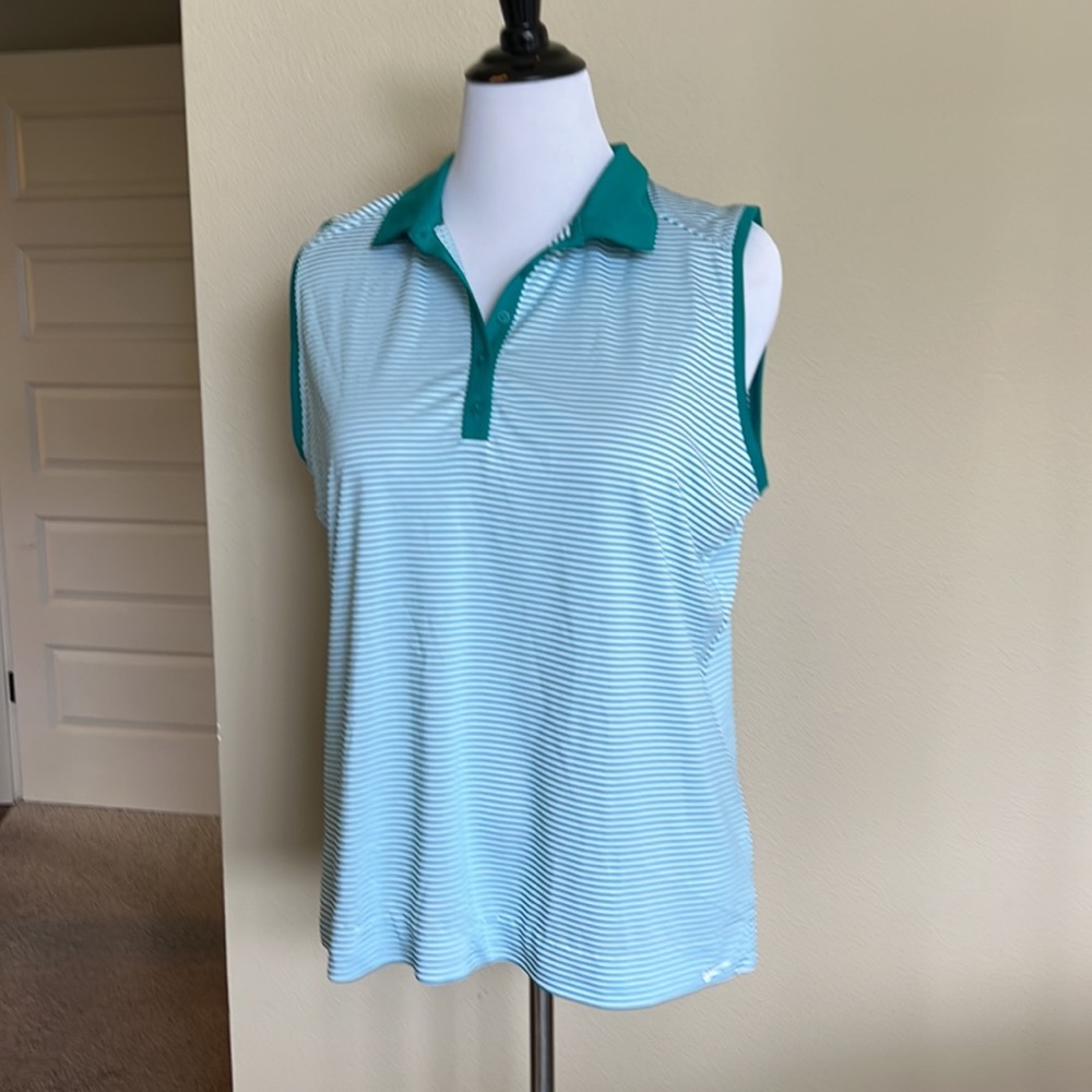 ‼️LAST CALL‼️ Nike Golf shirt - green and white striped, wicking and quick dry